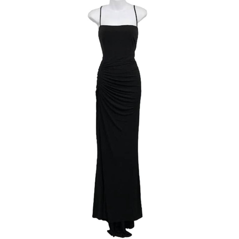 Katie May Great Kate Gown XL Sleeveless Ruched Slit Open Back Floor Sweeping NWT